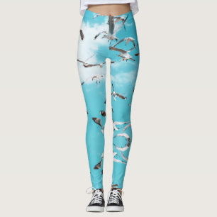 Seagulls Flying Sky Ocean Sea Theme Leggings