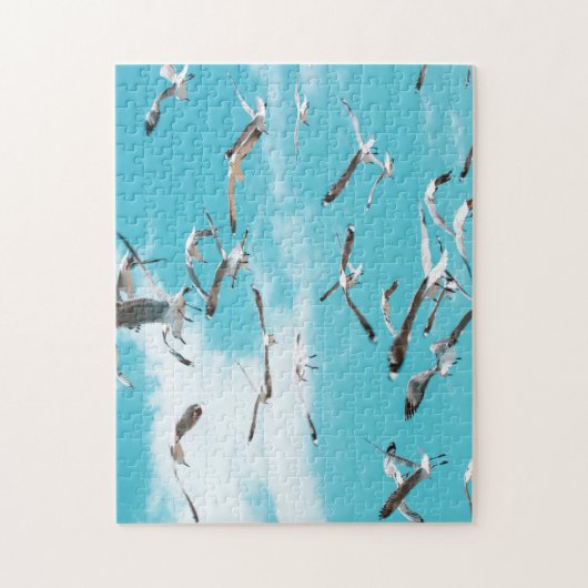 Seagulls Flying Sky Ocean Sea Theme Puzzle (Vertikal)