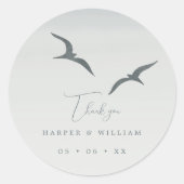 Seagulls graue Hochzeit danke Runder Aufkleber (Vorderseite)