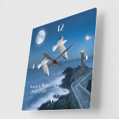 Seagulls Hochzeitsuhr Quadratische Wanduhr (Winkel)