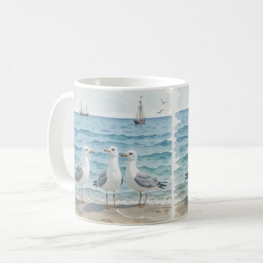 Seagulls im Meer Kaffeetasse (Vorderseite Links)