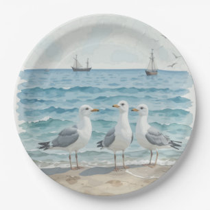 Seagulls im Meer Pappteller