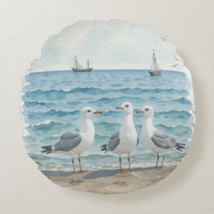 Seagulls im Meer Rundes Kissen