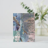 Seagulls list of birds mixed media collage postkarte (Stehend Vorderseite)