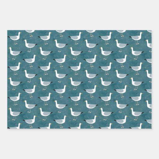 Seagulls Nautical Geschenkpapier Set (Vorderseite 2)