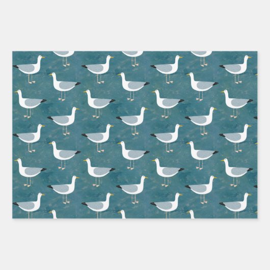 Seagulls Nautical Geschenkpapier Set (Vorderseite)