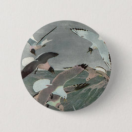 Seagulls Over Ocean Waves von Louis Agassiz Futes Button