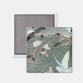 Seagulls Over Ocean Waves von Louis Agassiz Futes Magnet (Vorderseite/Rückseite)