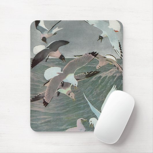 Seagulls Over Ocean Waves von Louis Agassiz Futes Mousepad (Mit Mouse)