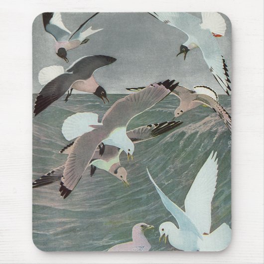 Seagulls Over Ocean Waves von Louis Agassiz Futes Mousepad (Vorne)