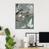 Seagulls Over Ocean Waves von Louis Agassiz Futes Poster (Heimbüro)
