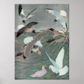 Seagulls Over Ocean Waves von Louis Agassiz Futes Poster (Vorne)