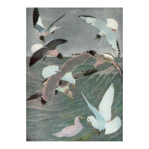 Seagulls Over Ocean Waves von Louis Agassiz Futes