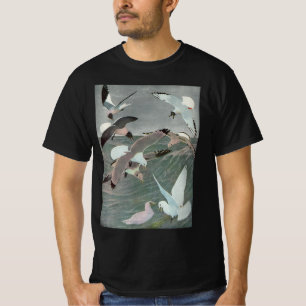 Seagulls Over Ocean Waves von Louis Agassiz Futes T-Shirt