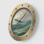 Seagulls Over Waves Nautical Art Ships Porthole Große Wanduhr (Winkel)