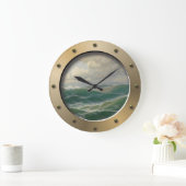 Seagulls Over Waves Nautical Art Ships Porthole Große Wanduhr (Zuhause)