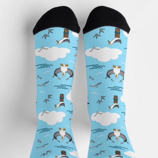 Seagulls Sea Birds Seaside Beach Theme Socken (Oben)