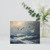 Seagulls Stormy Ocean Fine Art Postkarte (Stehend Vorderseite)