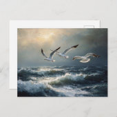Seagulls Stormy Ocean Fine Art Postkarte (Vorne/Hinten)