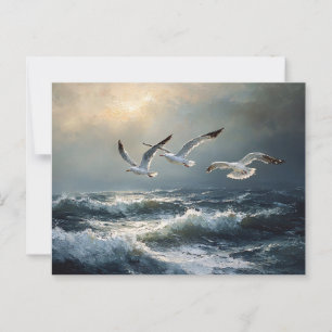 Seagulls Stormy Ocean Fine Art Postkarte