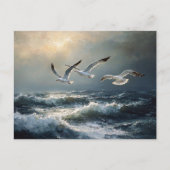 Seagulls Stormy Ocean Fine Art Postkarte (Vorderseite)