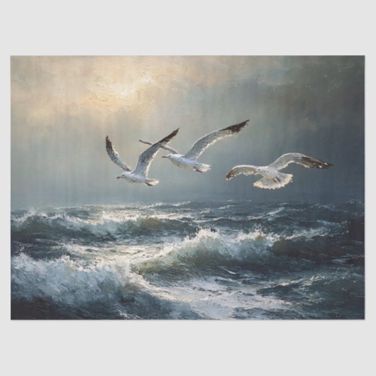 Seagulls Stormy Ocean Fine Art Seidenpapier (Vorderseite)