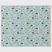 Seagulls und Confetti Light Blue, Grau Gemustert Geschenkpapier (Flach)