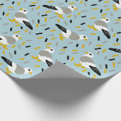 Seagulls und Confetti Light Blue, Grau Gemustert Geschenkpapier (Ecke)