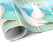 Seagulls Wasserfarbe im Beach Bird Nature Art Geschenkpapier (Rolleneckpunkt)