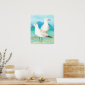 Seagulls Wasserfarbe im Beach Bird Nature Art Poster (Küche)