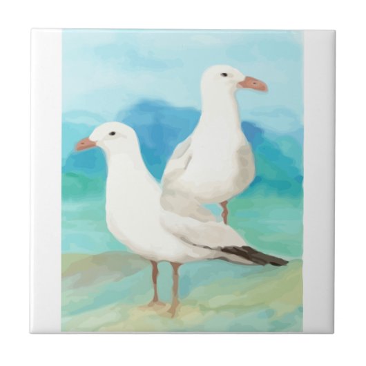 Seagulus Gull Beach Bird Art Fliese (Vorderseite)