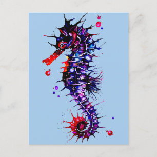 Seahorse Colorful Watercolor Postkarte