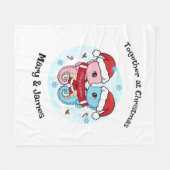 Seahorse Couple Personalized Christmas Blanket Fleecedecke (Vorderseite (Horizontal))