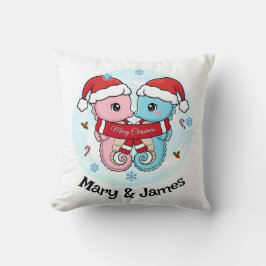 Seahorse Couple Personalized Christmas Pillow Kissen