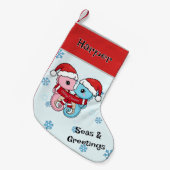 Seahorse Couple Personalized Christmas Stocking Kleiner Weihnachtsstrumpf (Vorderansicht (hängend))