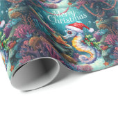 Seahorse  fish Under the Sea Christmas Party  Geschenkpapier (Rolleneckpunkt)