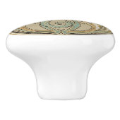 Seahorse Green Cream & Gold Art Deco Nouveau Ocean Keramikknauf (Seitenansicht)