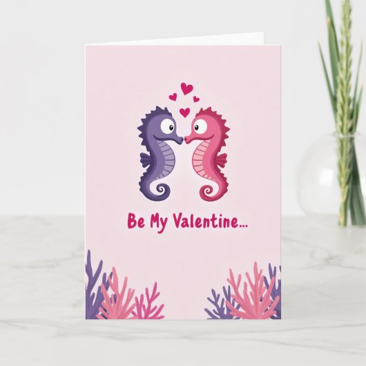 Seahorse Love Valentine Card Karte (Vorderseite)