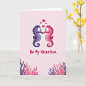 Seahorse Love Valentine Card Karte (Gelbe Blume)
