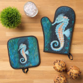 Seahorse oven mitt and potholder set (Oben Unten)
