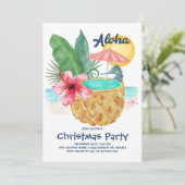 Seahorse Pineapple Pool Tropical Beach Christmas  Einladung (Stehend Vorderseite)