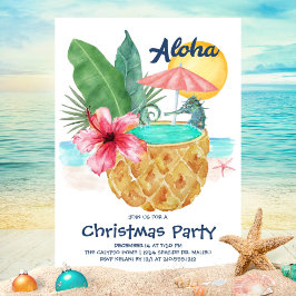 Seahorse Pineapple Pool Tropical Beach Christmas  Einladung