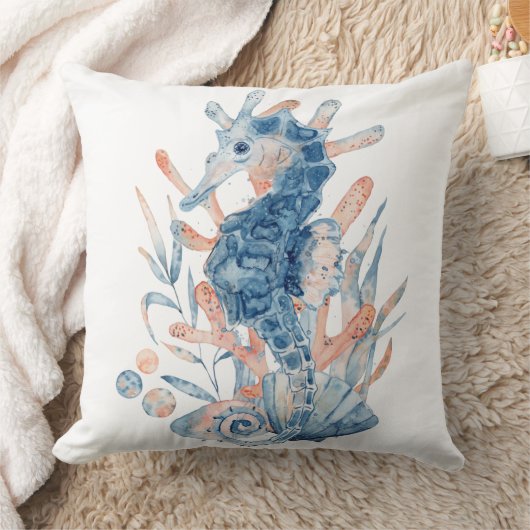 Seahorse shell under the sea Blue Birthday For Kid Kissen (Decke)