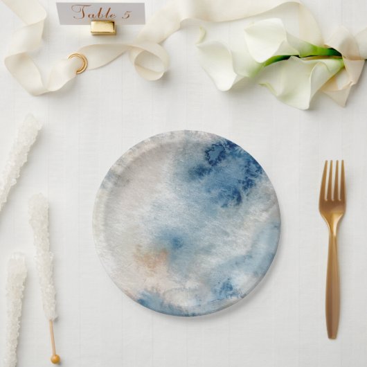 Seahorse shell under the sea Blue Birthday For Kid Pappteller (Hochzeit)