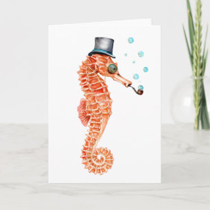 Seahorse Steampunk Feiertagskarte
