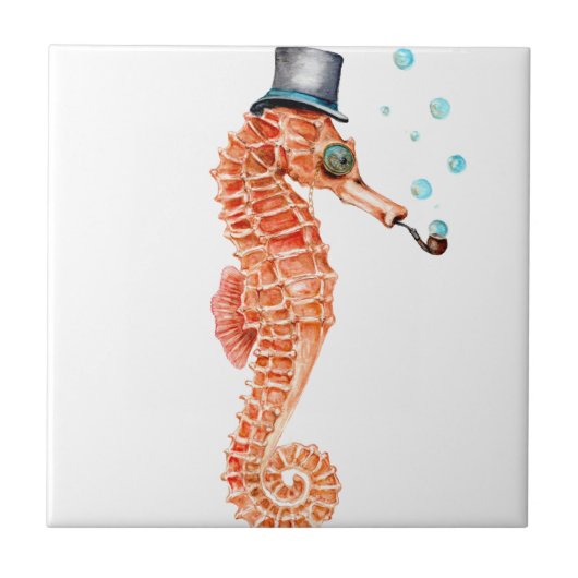 Seahorse Steampunk Fliese (Vorderseite)