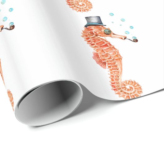 Seahorse Steampunk Geschenkpapier (Rolleneckpunkt)