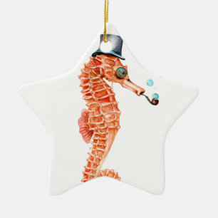 Seahorse Steampunk Keramik Ornament