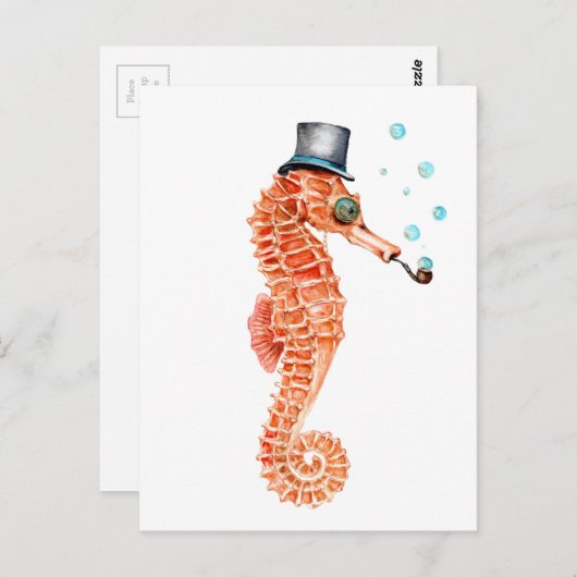 Seahorse Steampunk Postkarte (Vorne/Hinten)