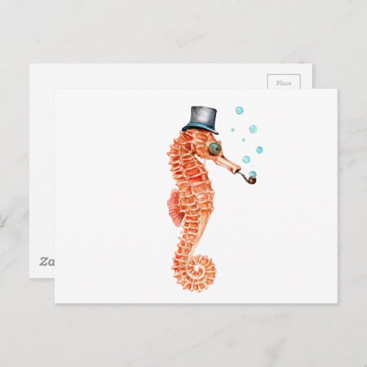 Seahorse Steampunk Postkarte (Vorne/Hinten)